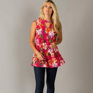 Agnes & Dora™ Swing Tee Cut out Neckline Fuchsia W